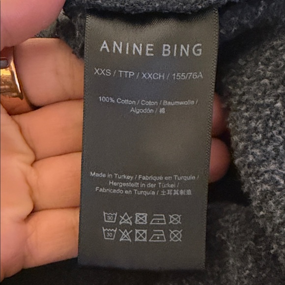 Anine Bing Charcoal Sweatshirt with White Lettering - Picture 5 of 5